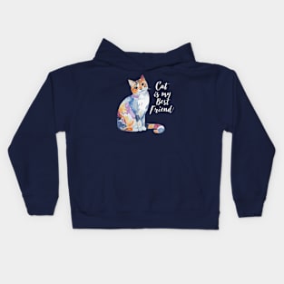 Cat is my best friend Kids Hoodie